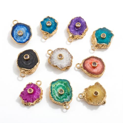Gemstone Pendants Jewelry, with Brass, irregular, DIY & with rhinestone, more colors for choice, pendant size 14-20*20-25mm, Sold By PC