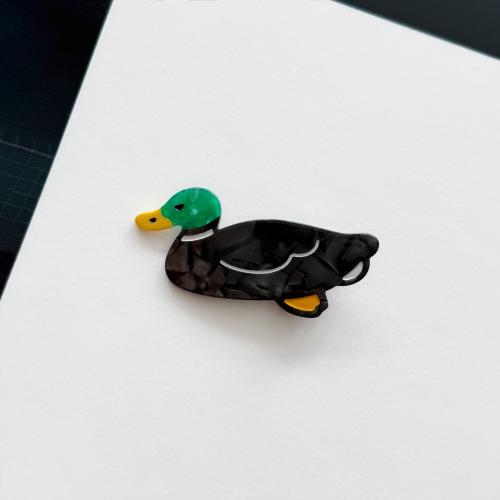 Acetate Alligator Hair Clip, with Tibetan Style, Duck, cute & for woman, 65x35mm, Sold By PC