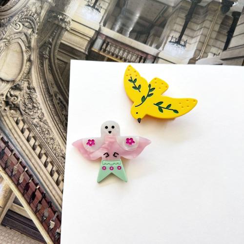 Acetate Alligator Hair Clip, with Tibetan Style, Bird, cute & different styles for choice & for woman, Sold By PC