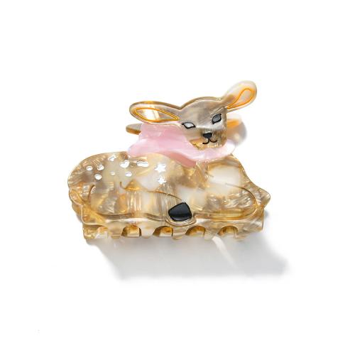 Acetat-Blatt Haarklammer, Hirsch, Niedlich & für Frau, 80x52x53mm, verkauft von PC