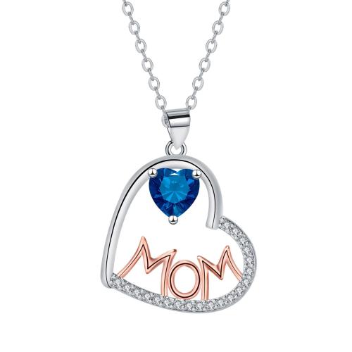 Brass Necklace, with 304 Stainless Steel Chain, with 5cm extender chain, Heart, plated, cross chain & Mother Day Jewelry & for woman & with rhinestone, more colors for choice, Length:Approx 45 cm, Sold By PC