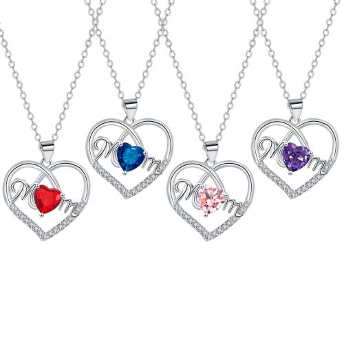 Brass Necklace, with 304 Stainless Steel Chain, with 5cm extender chain, Heart, plated, cross chain & Mother Day Jewelry & for woman & with rhinestone, more colors for choice, Length:Approx 45 cm, Sold By PC