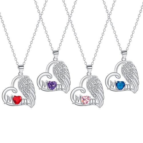 Brass Necklace, with 304 Stainless Steel Chain, with 5cm extender chain, Heart, plated, cross chain & Mother Day Jewelry & for woman & with rhinestone, more colors for choice, Length:Approx 45 cm, Sold By PC