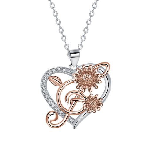 Brass Necklace, with 304 Stainless Steel Chain, with 5cm extender chain, Heart, plated, Mother Day Jewelry & for woman & with rhinestone, Length:Approx 45 cm, Sold By PC