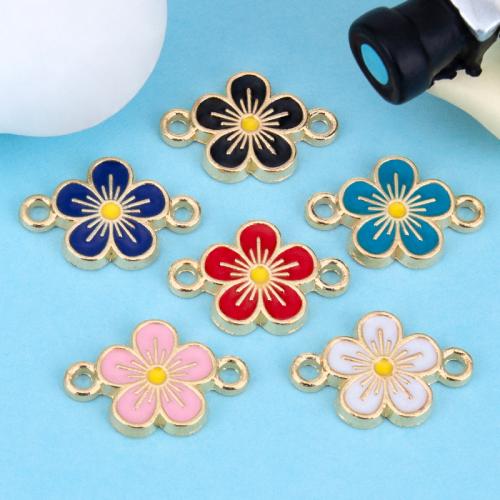Flower Tibetan Style Connector, gold color plated, DIY & enamel & 1/1 loop, more colors for choice, 15x10mm, Sold By PC