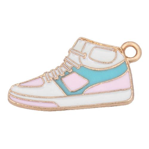 Tibetan Style Enamel Pendants, Shoes, gold color plated, DIY, multi-colored, 24x14mm, Sold By PC