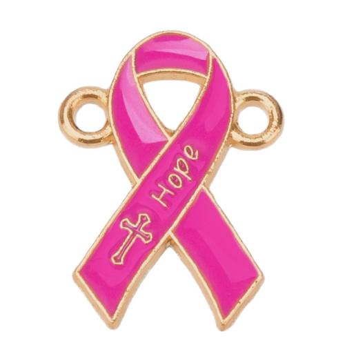 Tibetan Style Connector, KC gold color plated, DIY & enamel & 1/1 loop, pink, 14x20mm, Sold By PC