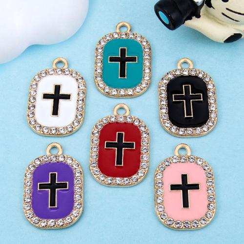 Tibetan Style Enamel Pendants, gold color plated, DIY & with rhinestone, more colors for choice, 14x21mm, Sold By PC