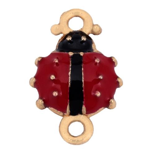 Connecteur en alliage de Zinc animal, coccinelle, Placage de couleur d'or, DIY & émail & boucle de 1/1, 10x16mm, Vendu par PC