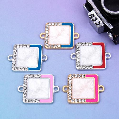 Tibetan Style Connector, plated, DIY & enamel & with rhinestone & 1/1 loop, more colors for choice, 20x15mm, Sold By PC