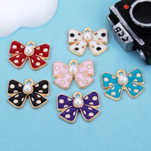 Tibetan Style Enamel Pendants, Bowknot, gold color plated, DIY, more colors for choice, 17x13mm, Sold By PC