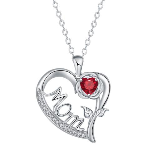 Brass Necklace, with 5cm extender chain, Heart, plated, cross chain & Mother Day Jewelry & micro pave cubic zirconia & for woman, Length:Approx 45 cm, Sold By PC