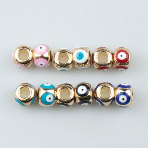 Tibetan Style Evil Eye Beads, gold color plated, DIY & enamel, more colors for choice, 9x7mm, Sold By PC