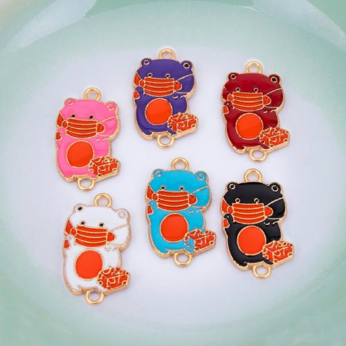 Conector de aleación de Zinc animal, Oso, chapado en color dorado, Bricolaje & esmalte & 1/1 aro, más colores para la opción, 12x21mm, Vendido por UD