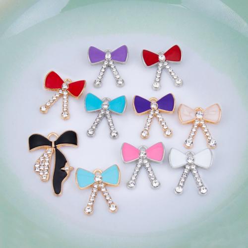 Tibetan Style Enamel Pendants, Bowknot, plated, DIY & different styles for choice & with rhinestone, more colors for choice, Sold By PC
