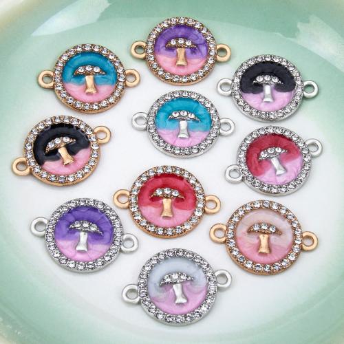 Connecteur en alliage de zinc, Placage, DIY & émail & avec strass & boucle de 1/1, plus de couleurs à choisir, 21x15mm, Vendu par PC