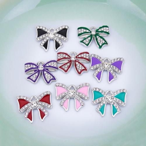 Tibetan Style Enamel Pendants, Bowknot, plated, DIY & different styles for choice & with rhinestone, more colors for choice, Sold By PC