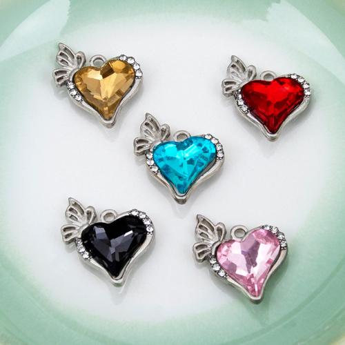 Tibetan Style Rhinestone Pendants, Heart, plated, DIY & with rhinestone, more colors for choice, 18x19mm, Sold By PC