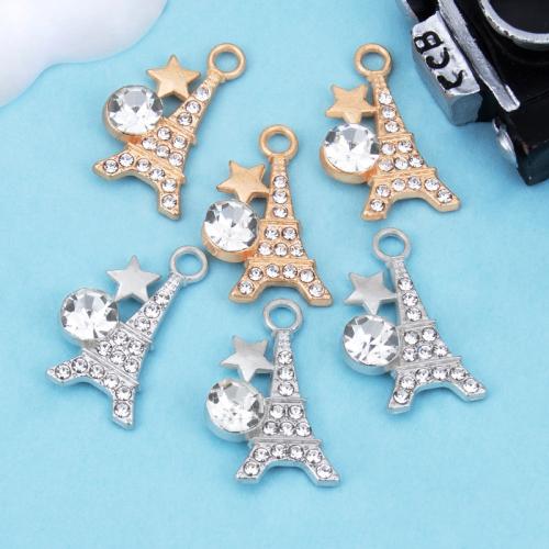 Tibetan Style Rhinestone Pendants, plated, DIY & with rhinestone, more colors for choice, 12x22mm, Sold By PC