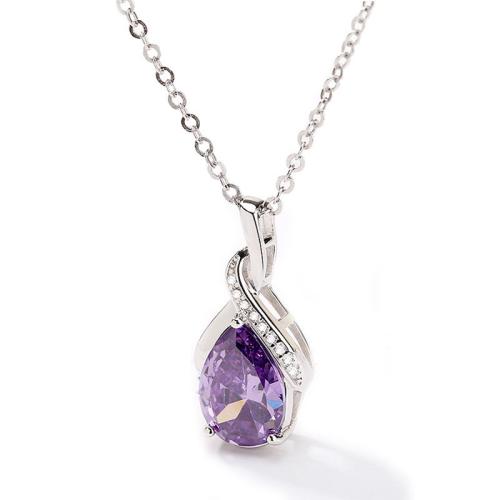 925 Sterling Silver Necklaces, with 5cm extender chain, for woman & with rhinestone, more colors for choice, pendant size 27x11mm, Length:Approx 40 cm, Sold By PC