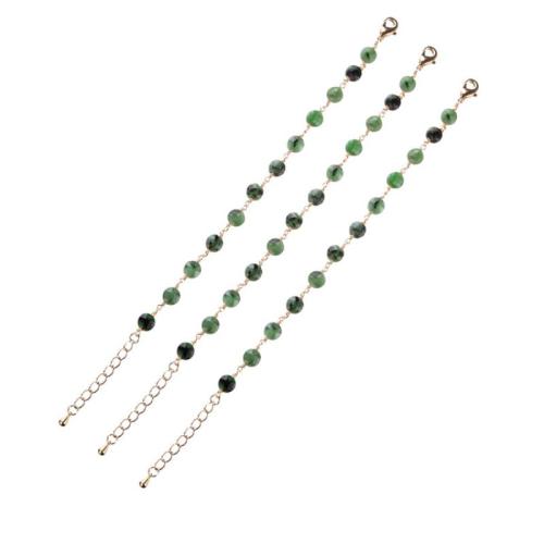 Edelstein Armbänder, mit Messing, mit Verlängerungskettchen von 1.18inch, goldfarben plattiert, verschiedenen Materialien für die Wahl & für Frau & facettierte, beads size 6mm, Länge:ca. 6.3 ZollInch, verkauft von PC