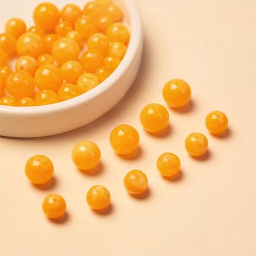 Natural Jade Beads, Jade Yellow, Round, DIY & different size for choice, Sold By PC
