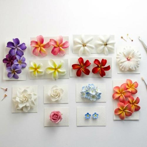 Polymer Clay Stud Earring, Flower, different styles for choice & for woman, more colors for choice, Sold By PC