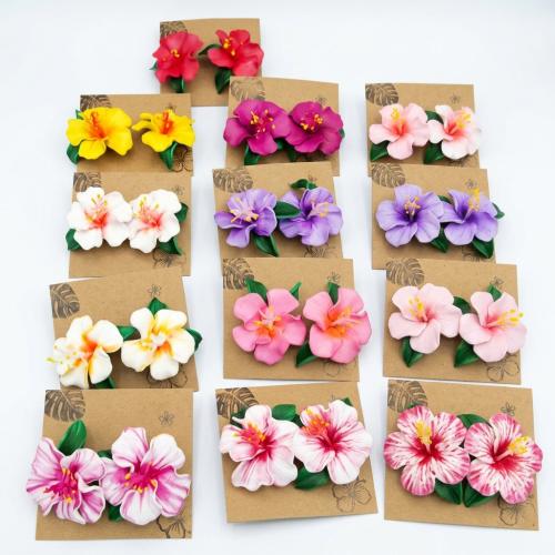 Polymer Clay Stud Earring, Flower, different styles for choice & for woman, more colors for choice, 20mm, Sold By PC