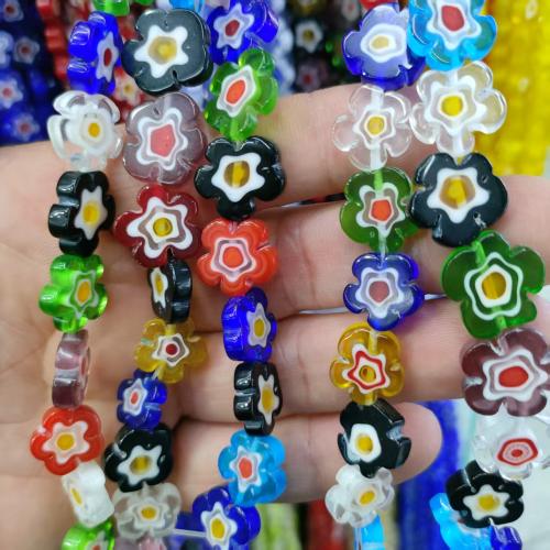 Abalorios de Cristal de Murano Estilo Millefiori, Millefiori Lampwork, Flor, Bricolaje, más colores para la opción, beads size 10-12mm, aproximado 37PCs/Sarta, Vendido por Sarta
