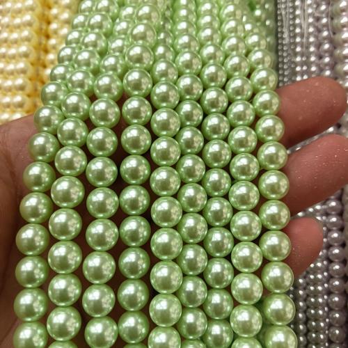 Perlmuttartige Glasperlen, rund, plattiert, DIY & verschiedene Größen vorhanden, keine, verkauft von Strang