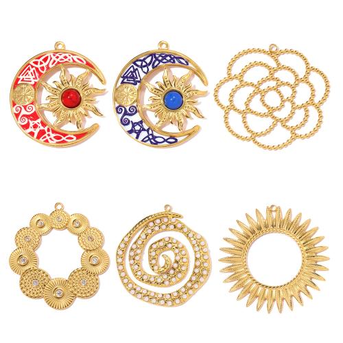 Stainless Steel Pendants, 304 Stainless Steel, with ABS Plastic Pearl & Gemstone, plated, DIY & different styles for choice & enamel & with rhinestone, 3PCs/Bag, Sold By Bag