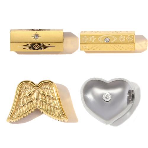 Stainless Steel Beads, 304 Stainless Steel, plated, DIY & different styles for choice & with rhinestone, 3PCs/Bag, Sold By Bag