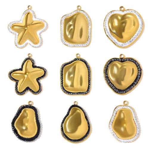 Stainless Steel Pendants, 304 Stainless Steel, with Clay, plated, DIY & different styles for choice & with rhinestone, 3PCs/Bag, Sold By Bag