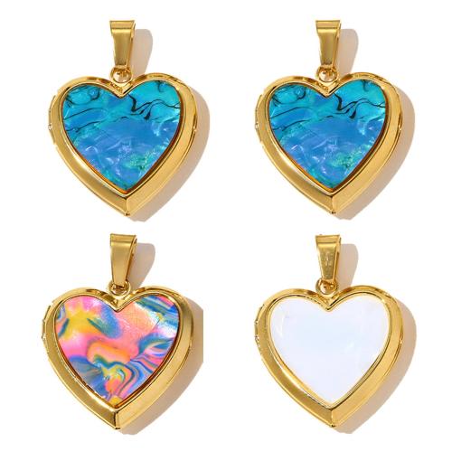 Fashion Locket Pendants, 304 Stainless Steel, with Resin, Heart, gold color plated, DIY, more colors for choice, 3PCs/Bag, Sold By Bag