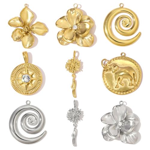 Stainless Steel Pendants, 304 Stainless Steel, plated, DIY & different styles for choice & with rhinestone, 3PCs/Bag, Sold By Bag