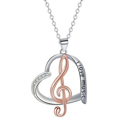 Brass Necklace, with 304 Stainless Steel Chain, with 5cm extender chain, Heart, plated, cross chain & Mother Day Jewelry & micro pave cubic zirconia & for woman, Length:Approx 45 cm, Sold By PC