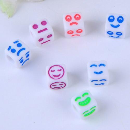 Acrylic Jewelry Beads, Square, DIY, mixed colors, 6mm, Approx 2850PCs/Lot, 500G/Lot, Sold By Lot
