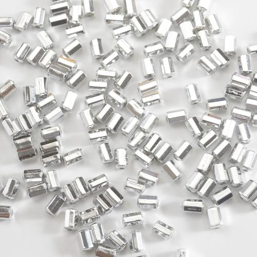 Plated Acrylic Beads, Geometrical Pattern, DIY, silver color, 5x8mm, Approx 3600PCs/Lot, 500G/Lot, Sold By Lot