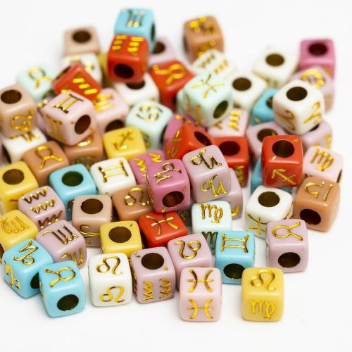 Alphabet Acrylic Beads, Square, DIY & enamel, more colors for choice, 7x7mm, Approx 1600PCs/Lot, 500G/Lot, Sold By Lot