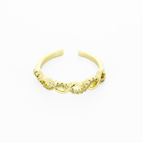 Brass Cuff Finger Ring, gold color plated, micro pave cubic zirconia & for woman, Sold By PC