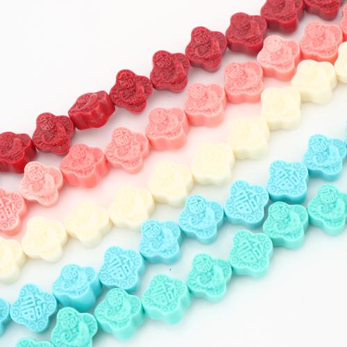 Sea Bamboo Coral Beads, Four Leaf Clover, DIY & with letter pattern, more colors for choice, 10x10x5mm, Sold By PC