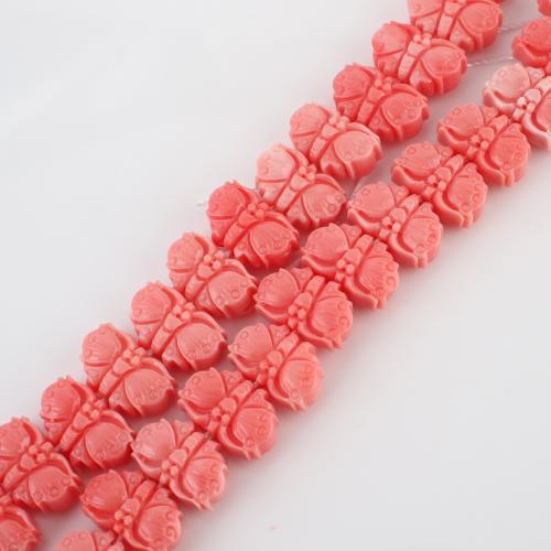 Sea Bamboo Coral Beads, Butterfly, DIY, pink, 8x12x5mm, Sold By Strand