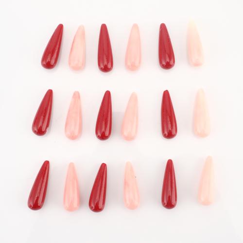 Sea Bamboo Coral Beads, Teardrop, DIY & half-drilled, more colors for choice, 26x8x8mm, Sold By PC