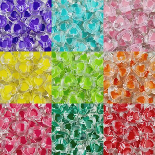 Bead in Bead Acrylic Beads, Heart, DIY, more colors for choice, 18x10mm, Hole:Approx 2.2mm, 10PCs/Bag, Sold By Bag