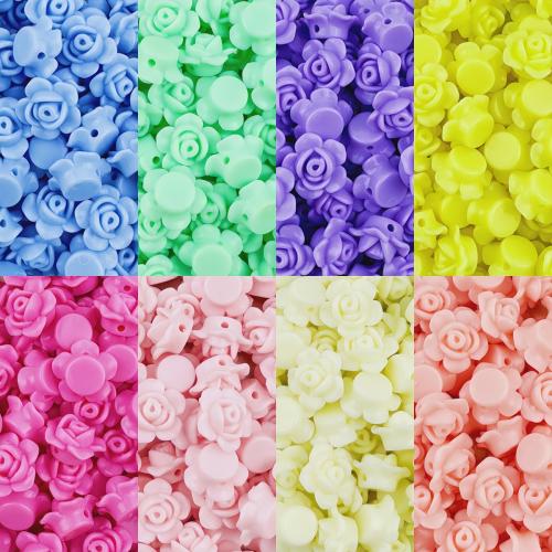Opaque Acrylic Beads, Flower, DIY, more colors for choice, 12x7mm, Hole:Approx 1mm, 50Strands/Bag, Sold By Bag