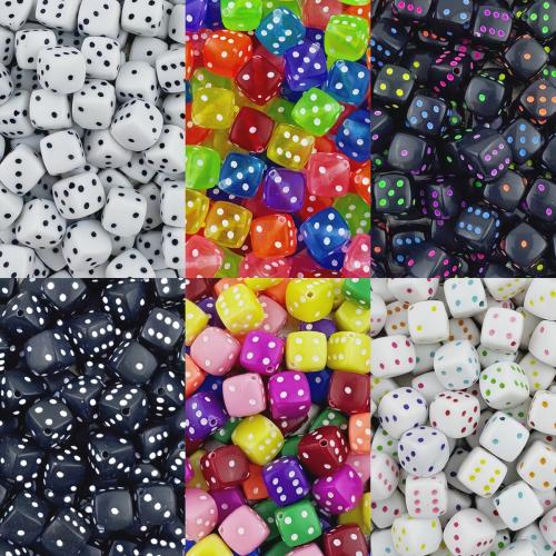 Acrylic Jewelry Beads, Dice, DIY, more colors for choice, 8mm, Hole:Approx 1mm, 50PCs/Bag, Sold By Bag