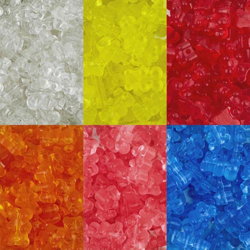 Transparent Acrylic Beads, Bear, DIY, more colors for choice, 10x15x7mm, Hole:Approx 1mm, 30PCs/Bag, Sold By Bag