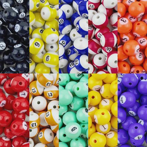 Number Acrylic Bead, Round, DIY & with number pattern, more colors for choice, 12mm, Hole:Approx 2mm, 5PCs/Bag, Sold By Bag