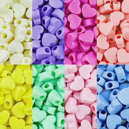 Opaque Acrylic Beads, Heart, Transverse holes & DIY, more colors for choice, 14x7mm, Hole:Approx 4mm, 30PCs/Bag, Sold By Bag