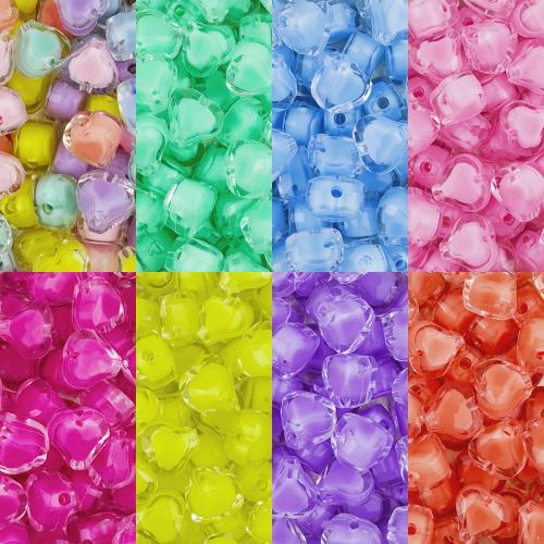 Bead in Bead Acrylic Beads, Heart, DIY, more colors for choice, 11x8mm, Hole:Approx 2mm, 30PCs/Bag, Sold By Bag